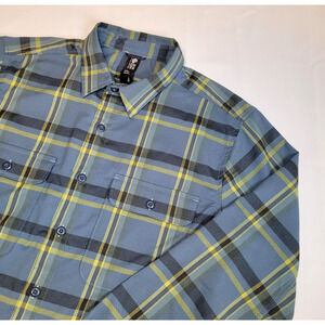 Mountain Hardwear Plusher Flannel Shirt Mens Size Large Blue Plaid Long Sleeve
